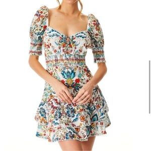 NEW ⚡️ ALICE + OLIVIA Crawford Floral Puff Sleeve Mini Dress